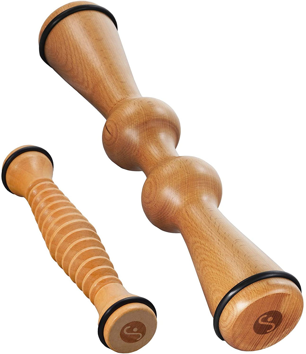 Natural Wood Massage Bundle - Wooden Foot & Back Roller - Body Back Company