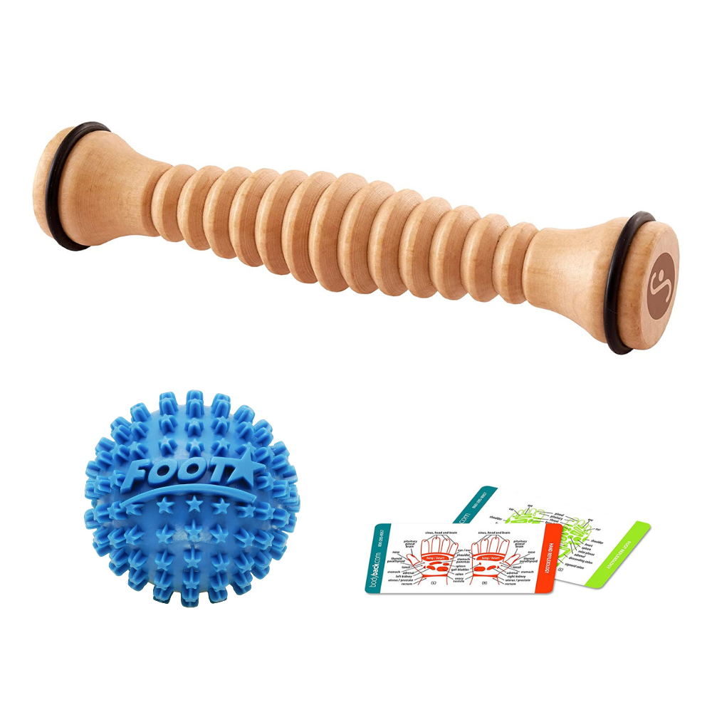 Wooden Foot Roller and Foot Star Massager Ball Bundle by Body Back | Plantar Fasciitis Relief - Body Back Company
